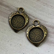25x19mm (13mmID) JBB Antique Brass Nouveau Heart Bezel - Pack of 2