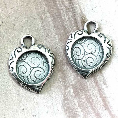 25x19mm (13mmID) JBB Antique Silver Nouveau Heart Bezel - Pack of 2