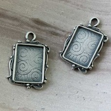 20x30mm Antique Silver JBB Pewter Pendant Bezel w/Loop - Pack of 2