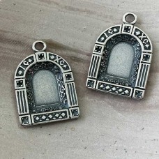 30x22mm Antique Silver Lead-free Pewter JBB Niche Bezel Frame - Each