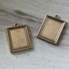 18x12mm High Quality Bronze Bezel Picture Frame w/Loop - Pack of 2