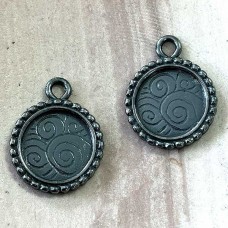 20mm JBB Gunmetal Plated Lead-free Pewter Round Bezel Drop - Pack of 2