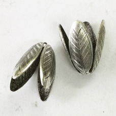 14x19mm Nunn Design Grande Leaf Beadcap - Ant Silver - Each
