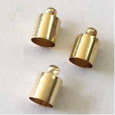 7mm ID Cord End Caps or Tassel Caps - Gold Plated - Pack of 10