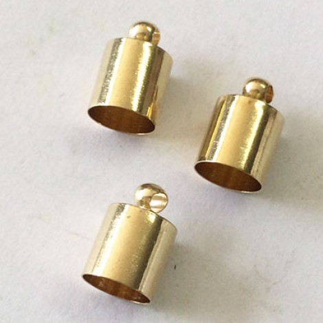 7mm ID Cord End Caps or Tassel Caps - Gold Plated - Pack of 10