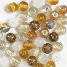Czech 6mm Round Beads - Honey Butter Mix - Pack of 30
