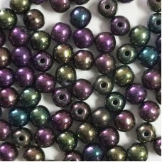 4mm Czech Round Beads - Purple Iris - Pack of 100