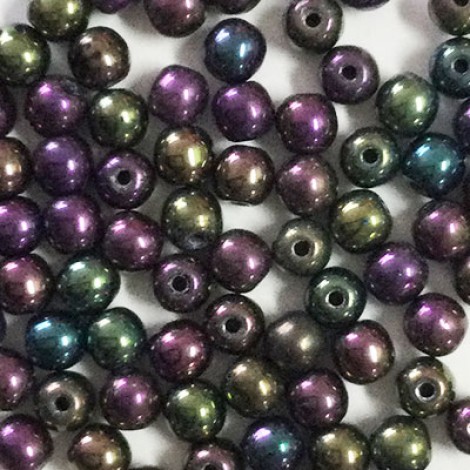 4mm Czech Round Beads - Purple Iris - Pack of 100 4mm Czech Round Beads - Purple Iris - Pack of 100
