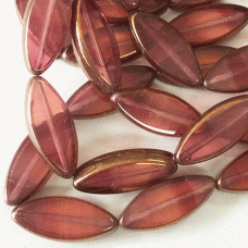 18x7mm Table-Cut Czech Spindle Beads - Rosewood with Bronze Finish - Pack of 2