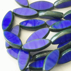 18x7mm Czech Table-Cut Spindle Beads - Indigo with Picasso Finish - Pack of 2