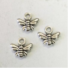 9mm Tiny Honeybee Charms - Antique Silver Plated