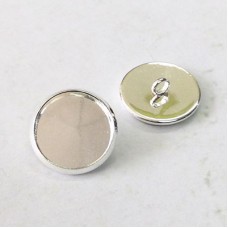 14mm (12mm ID) Silver Plated Brass Button Bezels - Pack of 10