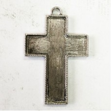 80x50mm Large Antique Silver Plated Cross Pendant Bezel Setting