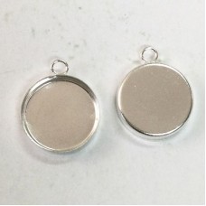 17x21mm (15mm ID) Silver Plated Brass Bezel Cup Drops - Pack of 4