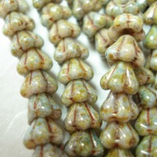 4x6mm Baby Bellflowers - Luster Picasso Opaque Green