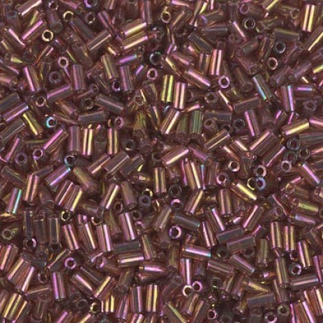 3mm Miyuki Bugle Beads - Dk Topaz Rainbow Gold Luster