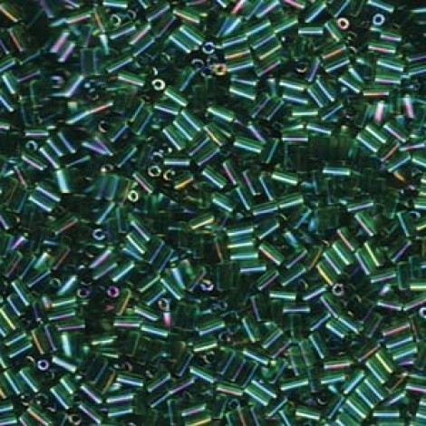 Miyuki #1 (3mm) Bugle Beads - Transp Green AB