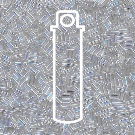 Miyuki #1 (3mm) Bugle Beads - Crystal Clear AB - 19.5gm Miyuki #1 (3mm) Bugle Beads - Crystal Clear AB - 19.5gm