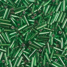Miyuki 6mm (#2) Bugle Beads - Silver Lined Green - 17gm