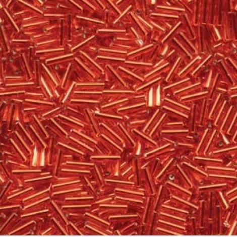 Miyuki 6mm (#2) Bugle Beads - Silver Lined Red - 12.5gm Miyuki 6mm (#2) Bugle Beads - Silver Lined Red - 12.5gm