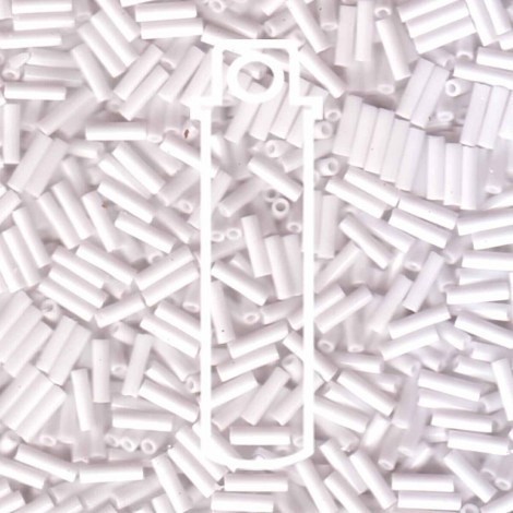 6mm (#2) Miyuki Bugle Beads - Opaque White - 17gm 6mm (#2) Miyuki Bugle Beads - Opaque White - 17gm