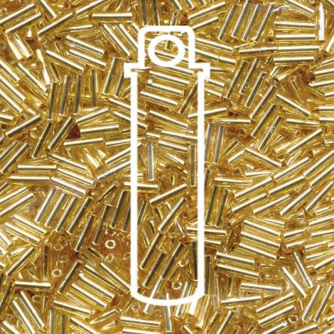 6mm (#2) Miyuki Bugle Beads - Silverlined Gold - 17gm
