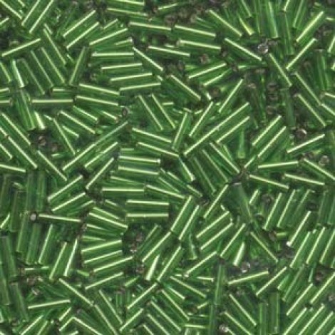 Miyuki 6mm (#2) Bugle Beads - Silver Lined Green