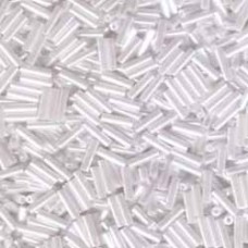 Miyuki #2 6mm Bugle Seed Beads - White Ceylon Pearl - 17gm