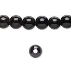 8mm Natural Black Obsidian Round Beads - 2mm hole