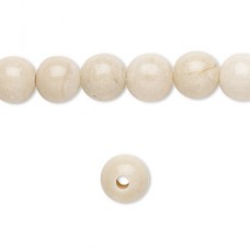 8mm White Riverstone Quartz Large 2mm Hole Gemstone Beads - Strand of 10 beads