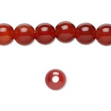 8mm Natural Round Red Agate Beads - 2mm hole