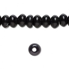 8x5mm Natural Black Obsidian Saucer Beads - 2mm hole
