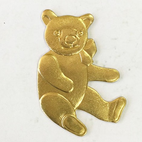 35mm Big Teddy Raw Brass Charm - Each 35mm Big Teddy Raw Brass Charm - Each