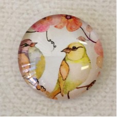25mm Art Glass Backed Cabochons - Bird Design 4 - Each