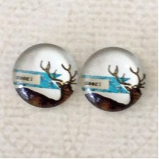 12mm Art Glass Backed Cabochons - World Series Design 1 - Per Pair