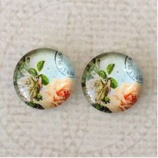 12mm Art Glass Backed Cabochons - World Series Design 4 - Per Pair