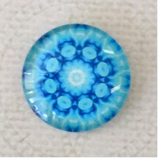 20mm Art Glass Cabochons - Blue Mandala 6 - Each