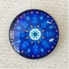 20mm Art Glass Cabochons - Blue Mandala 7 - Each