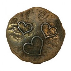 22mm Antique Brass Three Hearts Shank Button - Each