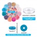8mm x 12 Colour DIY Polymer Clay Flat Disc Handmade Bead Kit w-Elastic Cord - Mixed Colours - app 1524 beads