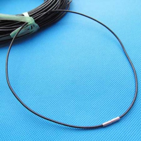 42cm (16.5in) 2mm Black Leather Necklace with Pin Clasp - Each