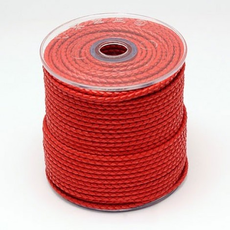 3mm Red Bolo Braided Leather Cord