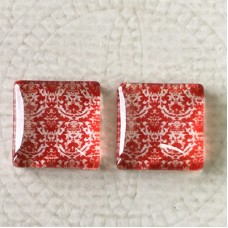 12mm Art Glass Square Cabochons - Tile Designs 11 - Per Pair