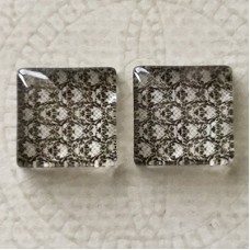 12mm Art Glass Square Cabochons - Tile Designs 4 - Per Pair