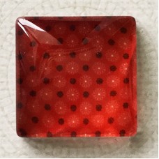 25mm Art Glass Backed Square Cabochons - Black & Red Series Design 10 - Each