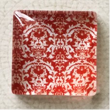 25mm Art Glass Backed Square Cabochons - Black & Red Series Design 11 - Each