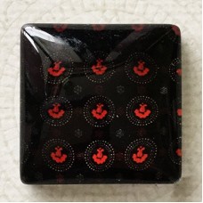 25mm Art Glass Backed Square Cabochons - Black & Red Series Design 5 - Each