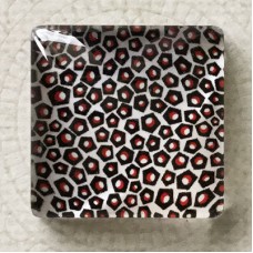 25mm Art Glass Backed Square Cabochons - Black & Red Series Design 8 - Each