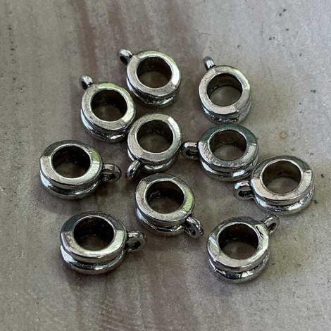 11x8mm Tibetan Style Ant Silver Double Bead Hangers/Bail - Pack of 10