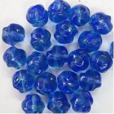 9mm Sapphire Blue Czech Nugget Beads